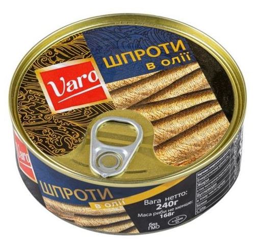 Шпроти в олії ж/б 240 г ТМ VARO, Латвія